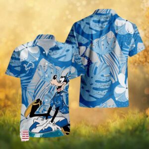 Detroit Lions Goofy Surfing Blue Tropical Hawaiian Shirt