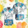 Detroit Lions Blue Hibiscus & Palm Leaf White Hawaiian Shirt Detroit Lions Blue Hibiscus & Palm Leaf White Hawaiian Shirt