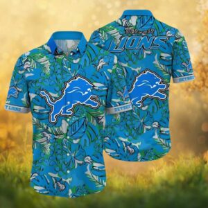 Detroit Lions Monstera Leaf Tropical Pattern NFL Hawaiian Shirt