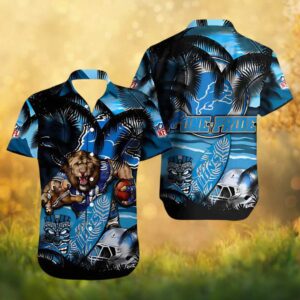 Detroit Lions “One Pride” Tiki Beach Palm Tree NFL Hawaiian Shirt