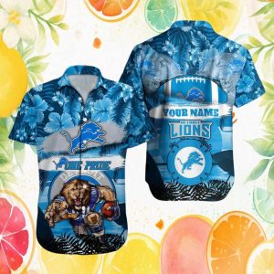Detroit Lions Personalized Name One Pride NFL Floral Hawaiian Shirt Detroit Lions Personalized Name One Pride NFL Floral Hawaiian Shirt