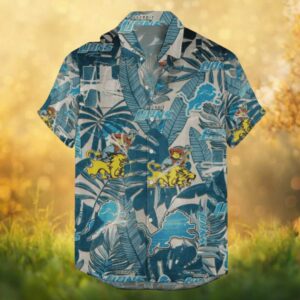 Detroit Lions Vintage Tropical Jungle Leaf Hawaiian Shirt Detroit Lions Vintage Tropical Jungle Leaf Hawaiian Shirt