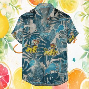 Detroit Lions Vintage Tropical Jungle Leaf Hawaiian Shirt