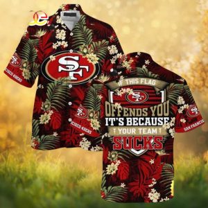 San Francisco 49ers Tropical Floral “If This Flag Offends You” Sports Hawaiian Shirt