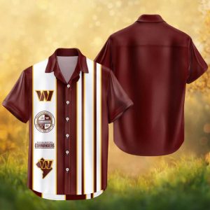 Washington Commanders Burgundy Stripe NFL Button Up Retro Team Logo Hawaiian Shirt