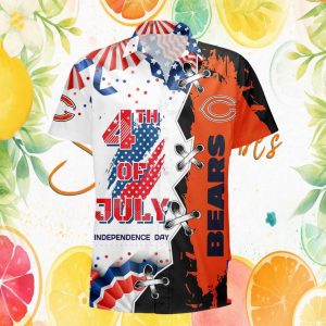 Chicago Bears Independence Day Patriotic Split Design Hawaiian Shirt Chicago Bears Independence Day Patriotic Split Design Hawaiian Shirt