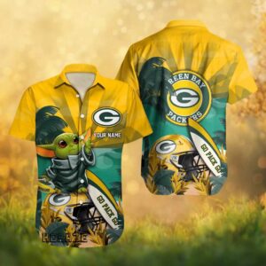 Green Bay Packers Go Pack Go Custom Name Grogu Baby Yoda Hawaiian Shirt