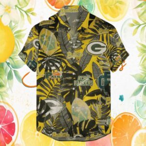 Green Bay Packers Gold & Green Floral Tropical Hawaiian Shirt