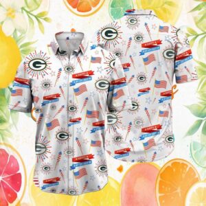 Green Bay Packers NFL Happy 4th of July Firework Pattern Hawaiian Shirt