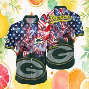 Green Bay Packers NFL Patriotic American Flag Burst Hawaiian Shirt