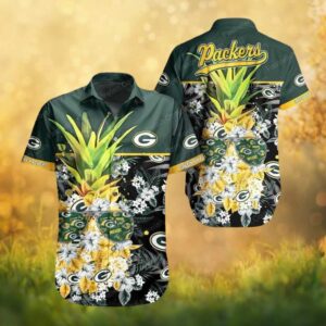 Green Bay Packers Pineapple & Tropical Flower Green Hawaiian Shirt