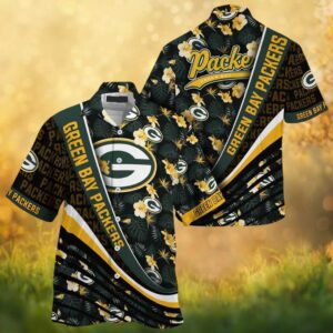 Green Bay Packers Tropical Hibiscus Floral Pattern Hawaiian Shirt Green Bay Packers Tropical Hibiscus Floral Pattern Hawaiian Shirt