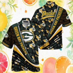 Green Bay Packers Tropical Hibiscus Floral Pattern Hawaiian Shirt
