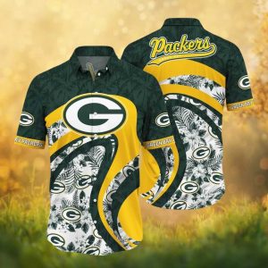 Green Bay Packers Tropical Hibiscus Flower Palm Tree Green Hawaiian Shirt Green Bay Packers Tropical Hibiscus Flower Palm Tree Green Hawaiian Shirt