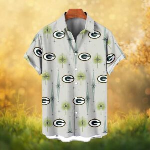 Green Bay Packers Vintage 1950s Style Starburst Pattern Hawaiian Shirt