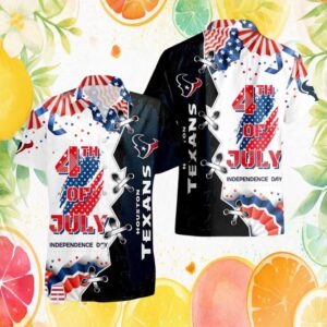 Houston Texans 4th of July Independence Day Flag Design Patriotic NFL Hawaiian Shirt