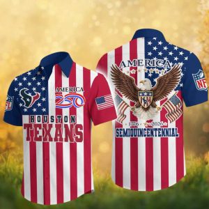 Houston Texans America 250th Semiquincentennial 1776 2026 Patriotic Button Up Hawaiian Shirt Houston Texans America 250th Semiquincentennial 1776 2026 Patriotic Button Up Hawaiian Shirt