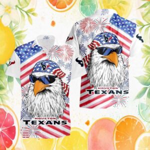 Houston Texans American Eagle Flag Fireworks Patriotic Hawaiian Shirt
