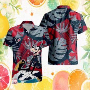 Houston Texans Goofy Surfing Tropical Hibiscus Hawaiian Shirt