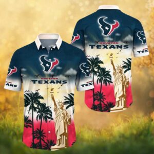 Houston Texans Liberty Tropical Hawaiian Shirt Patriotic Beach Summer Wear Houston Texans Liberty Tropical Hawaiian Shirt Patriotic Beach Summer Wear