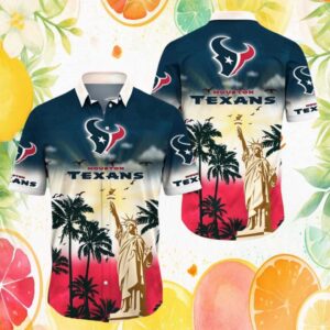 Houston Texans Liberty Tropical Hawaiian Shirt Patriotic Beach Summer Wear
