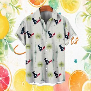 Houston Texans Mid Century Modern Retro Geometric Pattern Summer Hawaiian Shirt