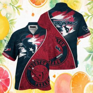Houston Texans NFL Diagonal Colorblock Splatter Logo Hawaiian Shirt