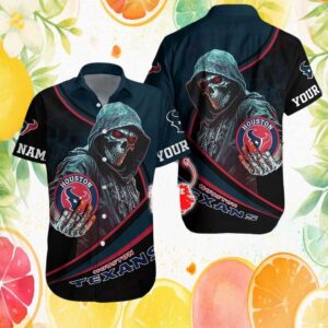 Houston Texans NFL Grim Reaper Skull Dark Style Custom Hawaiian Shirt