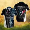 Custom Name Tennessee Titans Hibiscus & Football Logo Hawaiian Shirt Custom Name Tennessee Titans Hibiscus & Football Logo Hawaiian Shirt