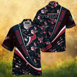 Houston Texans NFL Tropical Floral Navy Hawaiian Shirt