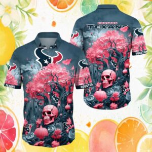 Houston Texans Nightmare Tree Skull Halloween Hawaiian Shirt