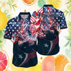 Houston Texans USA Flag Stars and Stripes Patriotic Hawaiian Shirt