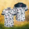 Houston Texans Navy and White Hibiscus Leaf Floral Hawaiian Shirt Houston Texans Navy and White Hibiscus Leaf Floral Hawaiian Shirt