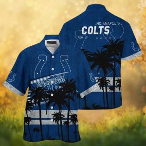 Indianapolis Colts Blue Palm Tree Silhouette NFL Summer Hawaiian Shirt