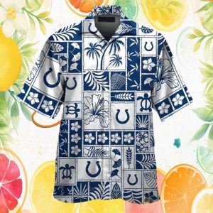 Indianapolis Colts Blue and White Floral Grid Pattern Hawaiian Shirt Indianapolis Colts Blue and White Floral Grid Pattern Hawaiian Shirt
