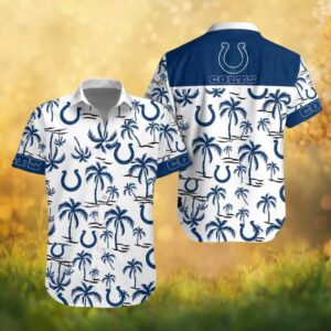 Indianapolis Colts Classic Blue Palm Tree White Hawaiian Shirt