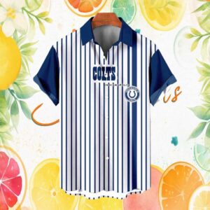 Indianapolis Colts Classic Vertical Pinstripe Baseball Style Hawaiian Shirt
