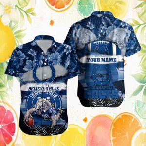 Indianapolis Colts Custom Name Believe In Blue NFL Hawaiian Shirt Indianapolis Colts Custom Name Believe In Blue NFL Hawaiian Shirt