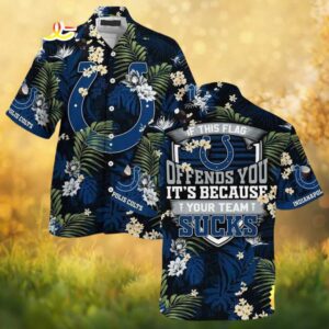 Indianapolis Colts “If This Flag Offends You” Tropical NFL Button Down Hawaiian Shirt