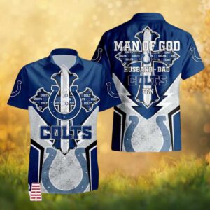 Indianapolis Colts Man Of God Husband Dad Cross NFL Hawaiian Shirt