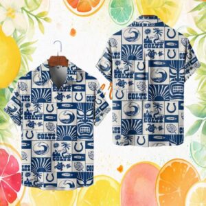 Indianapolis Colts NFL Hawaiian Hawaiian Shirt White and Blue Tropical Tiki Beach Top