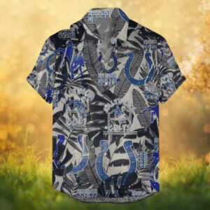 Indianapolis Colts Retro Logo & Tropical Leaf Hawaiian Shirt