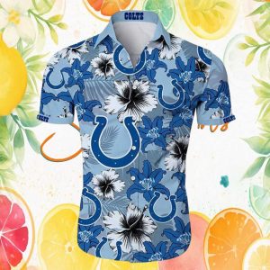 Indianapolis Colts Sky Blue Tropical Hibiscus Floral Hawaiian Shirt Indianapolis Colts Sky Blue Tropical Hibiscus Floral Hawaiian Shirt