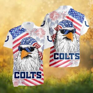Indianapolis Colts USA Flag American Eagle Fireworks NFL Hawaiian Shirt