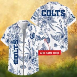 Indianapolis Colts Vintage Blue Floral Custom Name Hawaiian Shirt