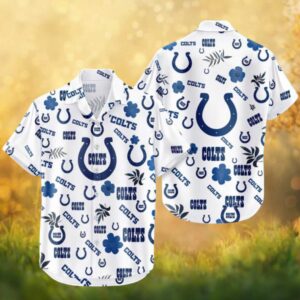 Indianapolis Colts White & Blue Floral Allover Print Hawaiian Shirt