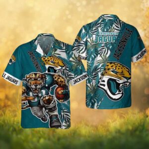 Jacksonville Jaguars Fierce Mascot Graphic Tropical Hawaiian Shirt