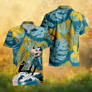 Jacksonville Jaguars Goofy Surfing Teal Tropical NFL Hawaiian Shirt
