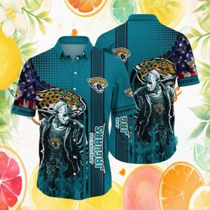 Jacksonville Jaguars Jason Voorhees Horror Friday the 13th Fan Hawaiian Shirt Jacksonville Jaguars Jason Voorhees Horror Friday the 13th Fan Hawaiian Shirt