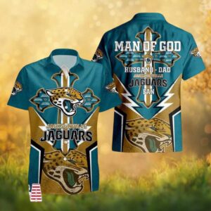Jacksonville Jaguars Man Of God Husband Dad Cross NFL Hawaiian Shirt